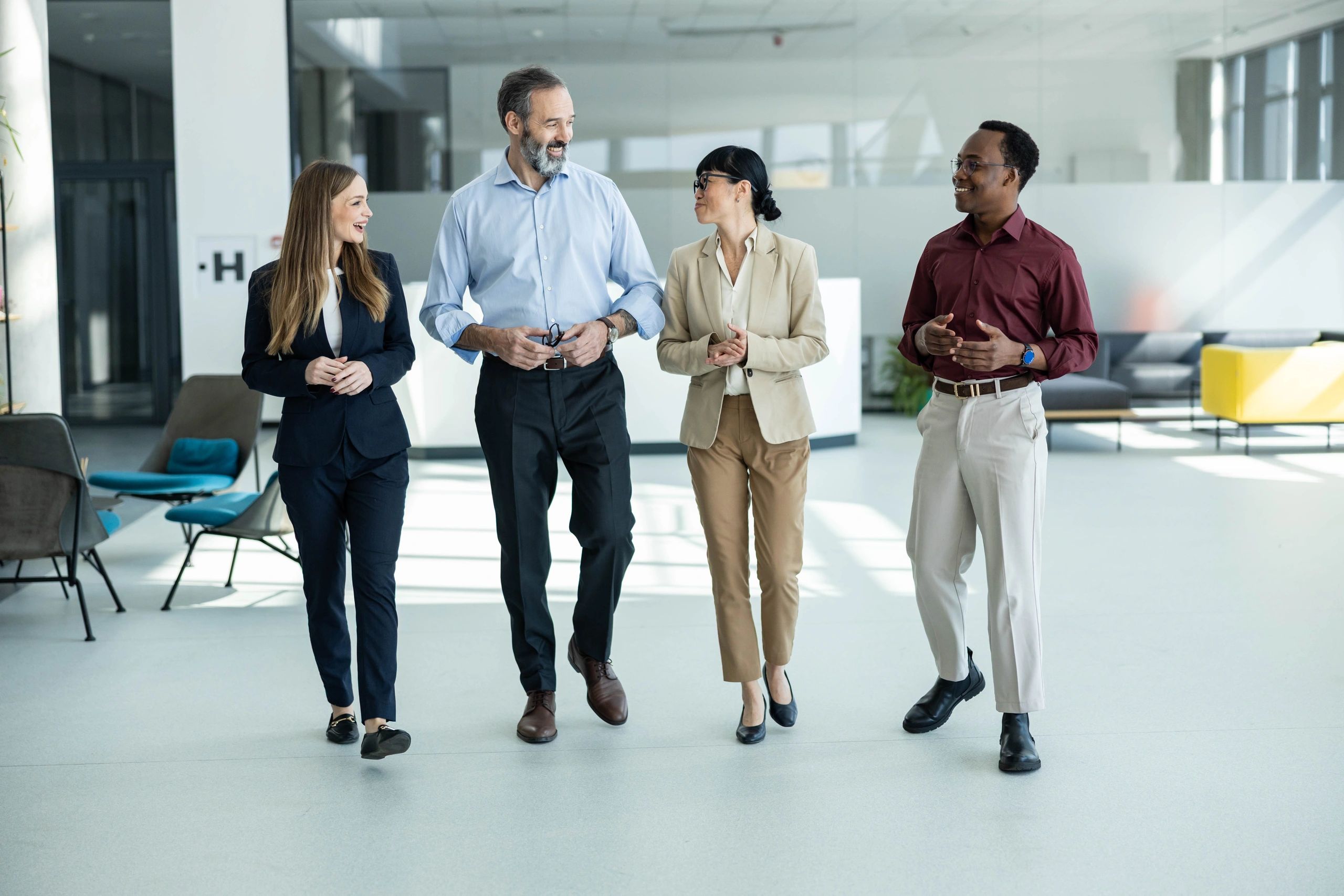 Business professionals collaborating in a modern office
